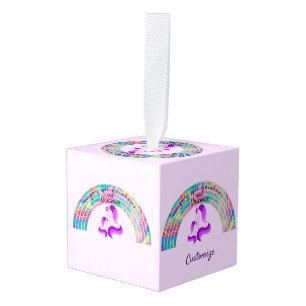 Psychedelic Rainbows and Unicorns Thunder_Cove Kubus Ornament