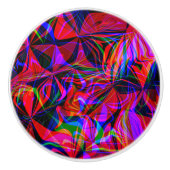 Psychedelic Red Mix Abstract kleurig Keramische Knop (Voorkant)