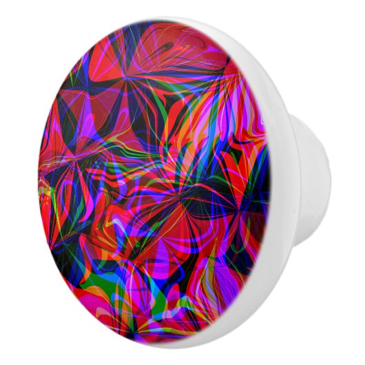 Psychedelic Red Mix Abstract kleurig Keramische Knop (Rechts)