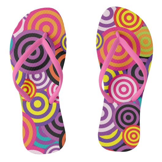 Psychedelic Retro 60s Spirals Circles Design Teenslippers (Voetbed)