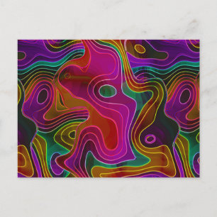 Psychedelic Retro Abstract vloeibaar roze Briefkaart