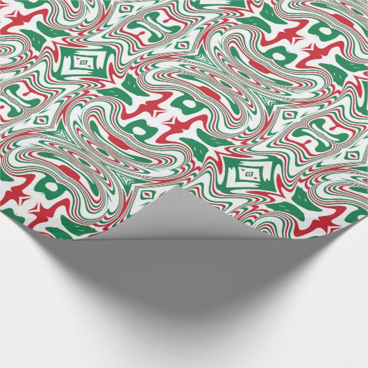 Psychedelic Retro Bold Groovy Kerstpatroon Cadeaupapier (Hoek)