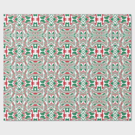 Psychedelic Retro Bold Groovy Kerstpatroon Cadeaupapier (Vlak)