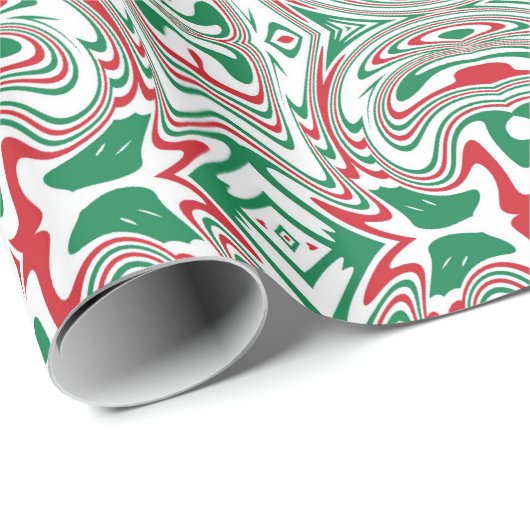Psychedelic Retro Bold Groovy Kerstpatroon Cadeaupapier (Rol Hoek)
