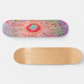 Psychedelic Retro Coral Rainbow Hibiscus Skateboard (Horizontaal)