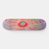 Psychedelic Retro Coral Rainbow Hibiscus Skateboard (Horizontaal)