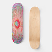 Psychedelic Retro Coral Rainbow Hibiscus Skateboard (Voorkant)
