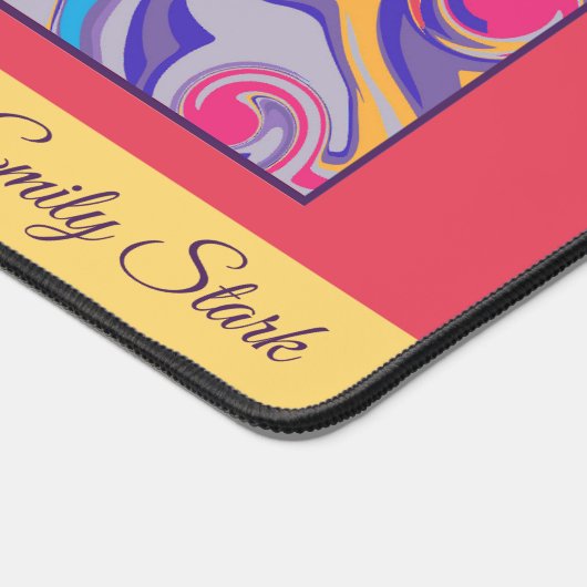 Psychedelic Retro Gepersonaliseerde Naam Desk Mat (Hoek)
