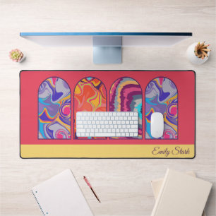 Psychedelic Retro Gepersonaliseerde Naam Desk Mat