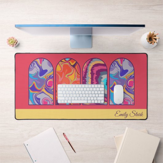 Psychedelic Retro Gepersonaliseerde Naam Desk Mat (Kantoor 1)