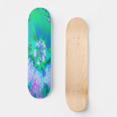 Psychedelic Retro Green en Hot Pink Hibiscus Skateboard (Voorkant)