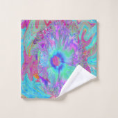 Psychedelic Retro Rainbow Blue Hibiscus Bad Handdoek (Wasdoekje)