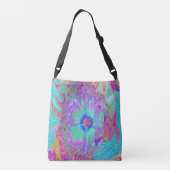 Psychedelic Retro Rainbow Blue Hibiscus Crossbody Tas (Achterkant)