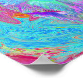 Psychedelic Retro Rainbow Blue Hibiscus Poster (Hoek)