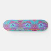 Psychedelic Retro Rainbow Blue Hibiscus Skateboard (Horizontaal)