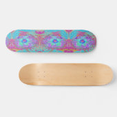 Psychedelic Retro Rainbow Blue Hibiscus Skateboard (Horizontaal)