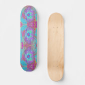 Psychedelic Retro Rainbow Blue Hibiscus Skateboard (Voorkant)