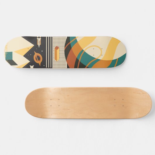 Psychedelic Retro Space Scene Skateboard (Horizontaal)