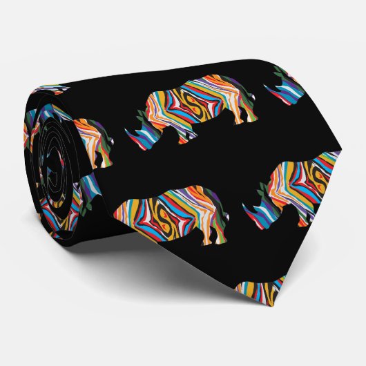 Psychedelic Rhinoceros Stropdas (Opgerold)