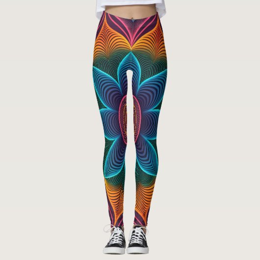 Psychedelic Ripple Illusion | Seamless 3D Neon  Leggings (Voorkant)
