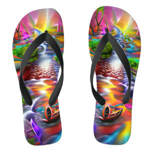 Psychedelic River Landscape Natuur Aangepast Creëe Teenslippers