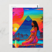 Psychedelic roze piramide prinses briefkaart (Voorkant / Achterkant)