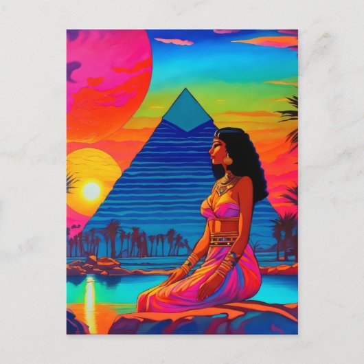 Psychedelic roze piramide prinses briefkaart (Voorkant)