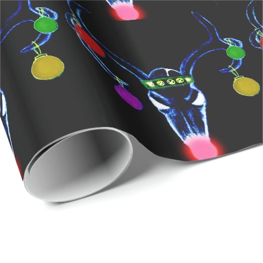 Psychedelic Rudolph Skull Cadeaupapier (Rol Hoek)