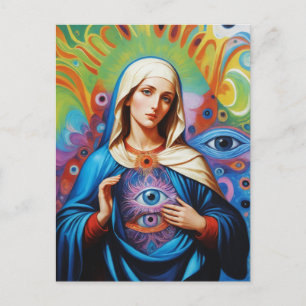 Psychedelic Sacred Evil Eye Protection Mary Briefkaart
