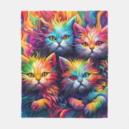 Psychedelic Sassy Kitten Fleece Deken