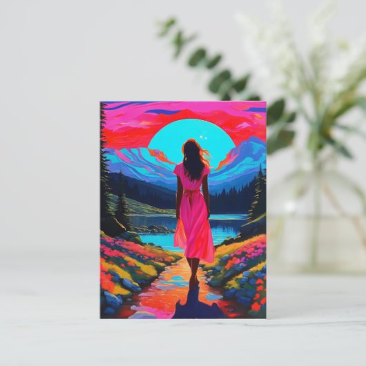 Psychedelic Schots Landschap Briefkaart (Staand voorkant)