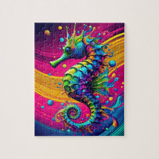 Psychedelic Seahorse Puzzle – Vibrant Ocean Challe Legpuzzel