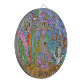 Psychedelic Seahorse Zee Turtle Art Dartbord (Voorkant Links)