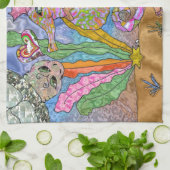 Psychedelic Seahorse Zee Turtle Art Theedoek (Gevouwen)