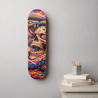 Psychedelic Skull Snake Skateboard Deck