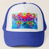 Psychedelic Skull Trucker Hat Pet (Voorkant)