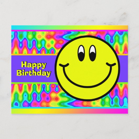 Psychedelic Smiling Face Emoji Birthday Briefkaart (Voorkant)