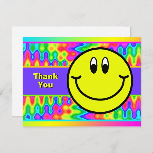 Psychedelic Smiling Face Emoji Dank u Briefkaart (Voorkant / Achterkant)