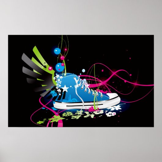 Psychedelic Sneaker Shoe Poster (Voorkant)