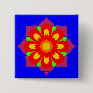 Psychedelic Snowflake Vierkante Button 5,1 Cm