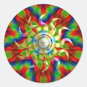 Psychedelic Solar Sun-Sticker Ronde Sticker