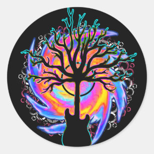 "Psychedelic Sonic Cyclone" surrealistische gitaar Ronde Sticker