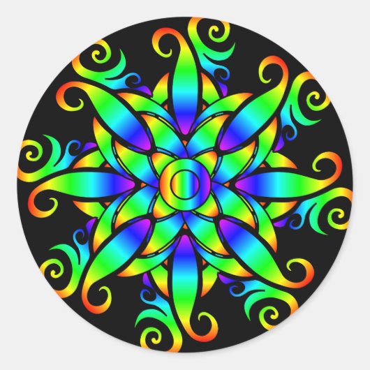 Psychedelic Sphere Spiral Ronde Sticker (Voorkant)