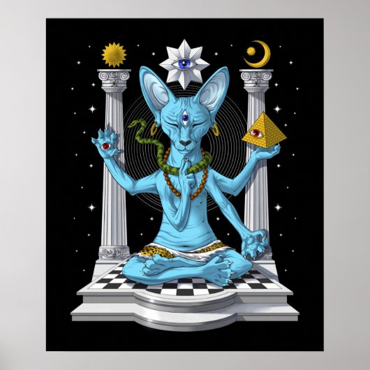Psychedelic Sphynx Cat Shiva Poster (Voorkant)