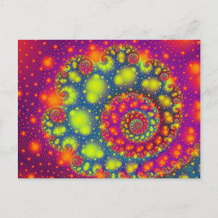 Psychedelic Spiral Neon Decoratieve Abstracte Kuns Briefkaart