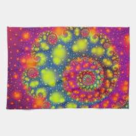Psychedelic Spiral Neon Decoratieve Abstracte Kuns Theedoek