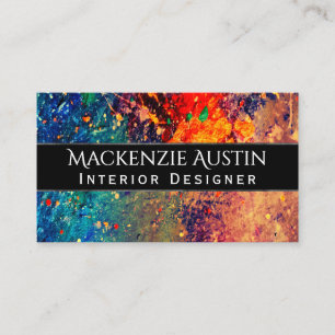 Psychedelic Splatter   Abstract regenboogmonogram Visitekaartje