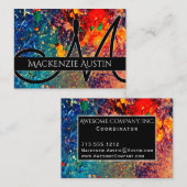 Psychedelic Splatter | Abstract regenboogmonogram Visitekaartje (Voorkant / Achterkant)