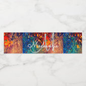 Psychedelic Splatter | Abstract regenboogmonogram Waterfles Etiket (Enkel label)