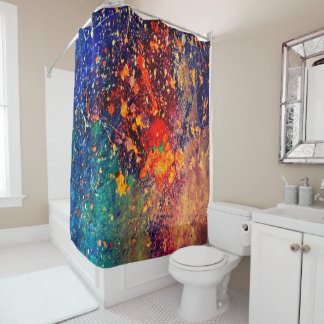 Psychedelic Splatter | Abstracte kleurrijke regenb Douchegordijn